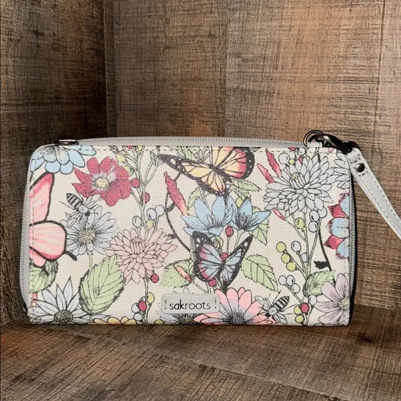Sakroots Multicolor Floral Butterfly Wristlet Wallet - Picture 1 of 10